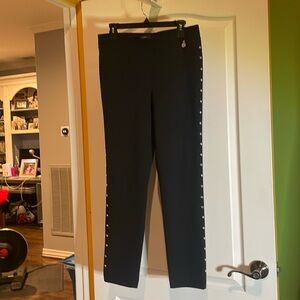 🖤Tommy Hilfiger, black flat front gold studded pants medium waist 16 inseam 28 🖤